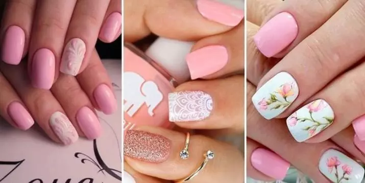 Manicure rosa pallido (62 foto): Design per unghie con vernice leggera rosa e aste 24398_47