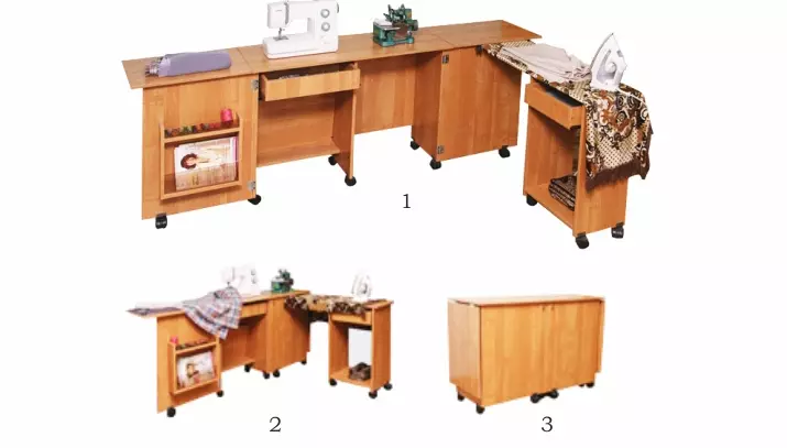 Trasformatori di tavoli da cucire: Panoramica delle tabelle pieghevoli per cucire, cucito e overlock, scelta per casa, cassettiere con un tavolo drawdrariccio e altri 243_16