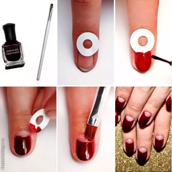 Red Moon Manicure (51 gambar): Reka bentuk kuku merah dengan paru-paru putih dan rhinestones 24406_24