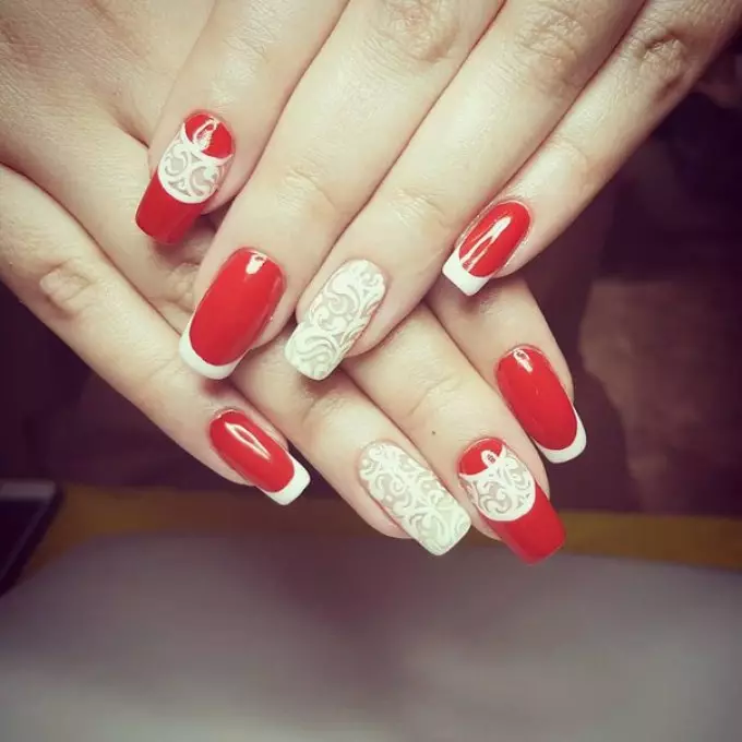 Långa röda naglar (32 foton): Manicure Design Ideas 24409_25