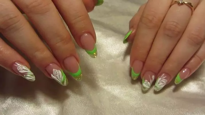 Groene franch op nagels (25 foto's): groen Frans manicure ontwerp met tekening 24440_2