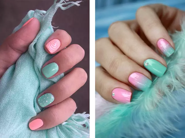 Mint Manicure (121 zdjęć): wystrój krótkich paznokci w kolorze mięty, matowy i delikatny manicure w kolorach mentolu 24442_75