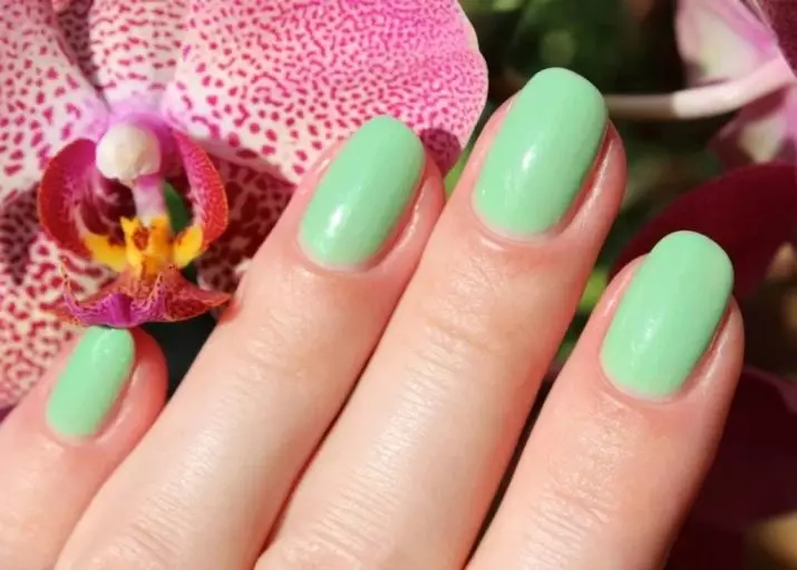 Manicura verde suave (34 fotos): diseño de uñas con laca en color verde claro o de menta 24445_4