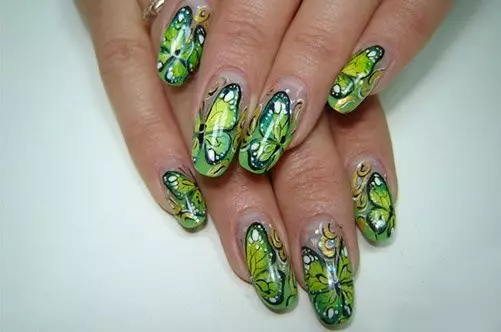 Manicure em cores verdes (38 fotos): características de design de unhas 24447_13