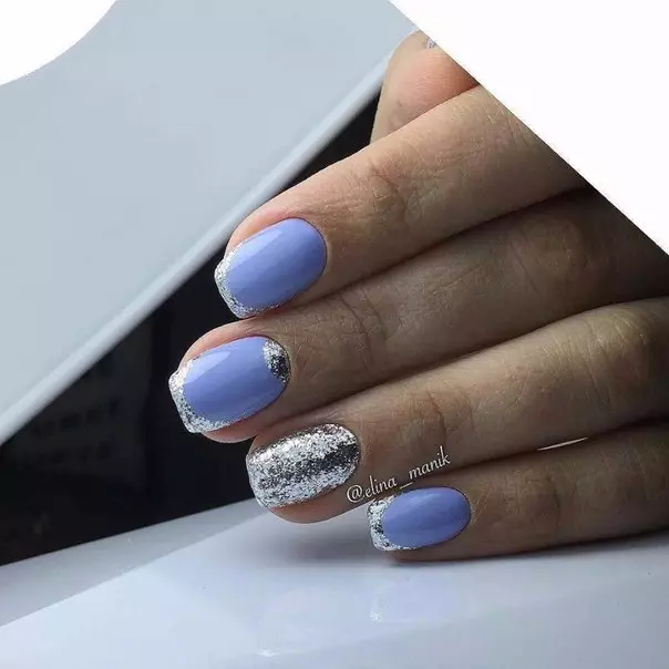 Manucure bleue avec argent (37 photos): gris-bleu design des ongles 24457_29