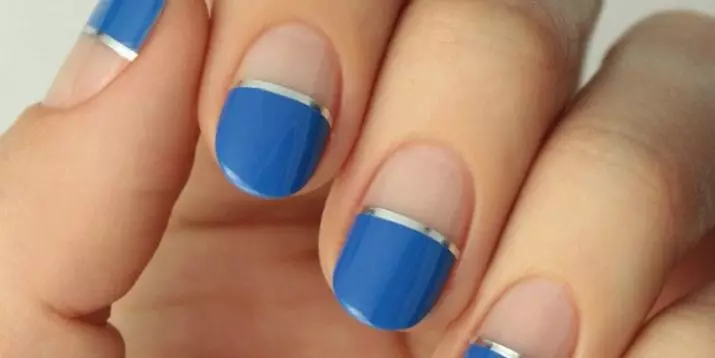 Franch azul em unhas (51 fotos): Manicure francês com padrão e padrão, design no branco-azul-gama gel laca, idéias e sua forma de realização 24461_8