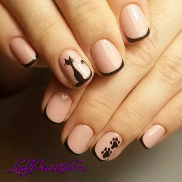 Preto Manicure Franch com padrão (23 fotos): design de manicure francesa em unhas quadradas 24472_17