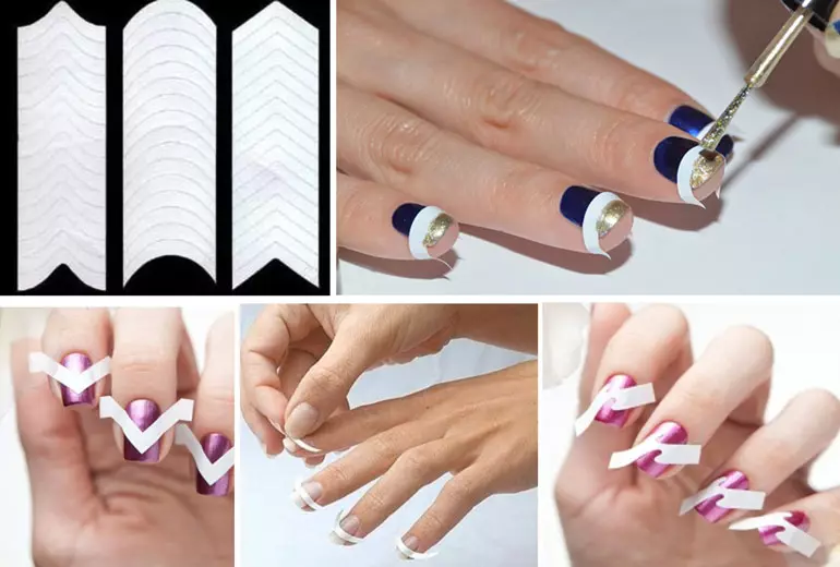Svart manikyr franch med mönster (23 bilder): design av fransk manikyr på fyrkantiga naglar 24472_7