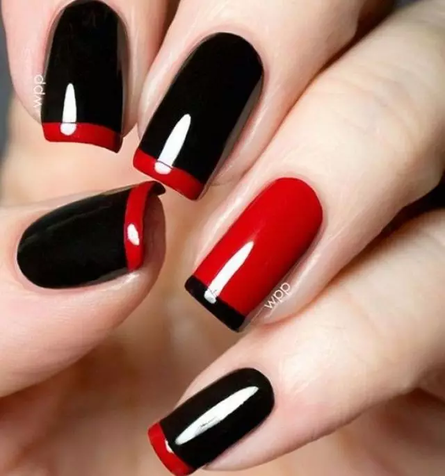 Black Manicure Franch con motivo (23 foto): Design del manicure francese sulle unghie quadrate 24472_8