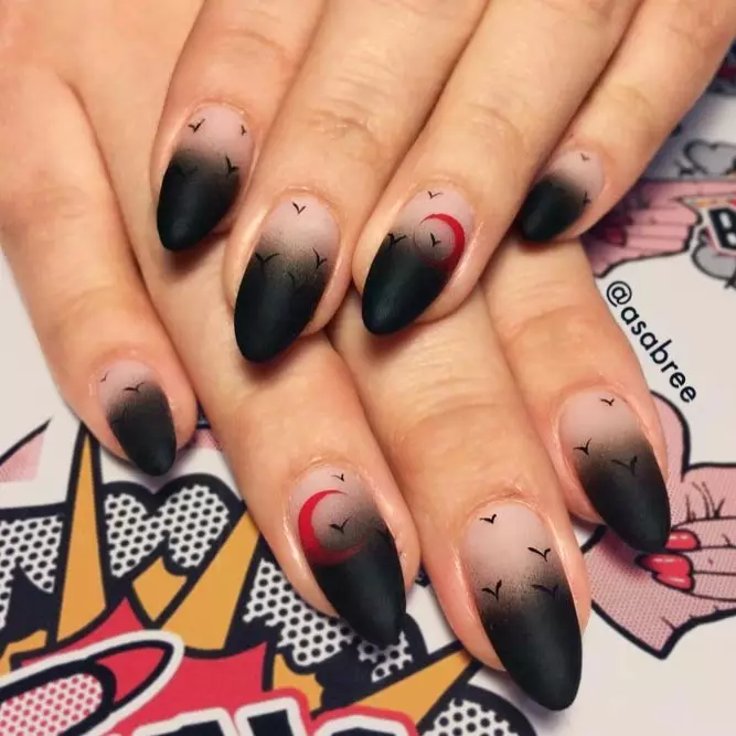 ongles longs noirs (33 photos): idées de manucure avec vernis noir 24481_18