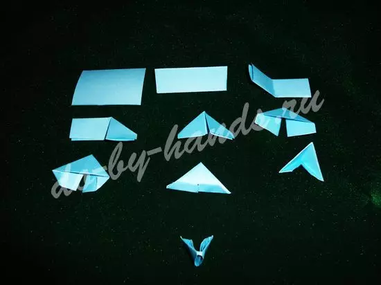 Оригами техникасындағы снежинкалар: қағаздан модульдік оригами. Өз қолыңызбен модульдерден схема бойынша сноубордты қалай жасауға болады? 24575_12