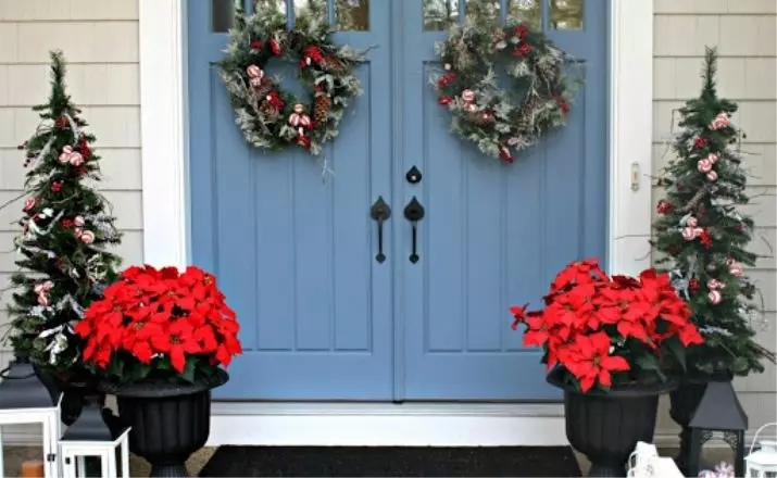 Новогодишен венец на вратата: Како да се направи венец на гранки и конуси со свои раце? Како да го обесувате правилно и зацврстете на влезната врата дома? Подготвени идеи 24589_19