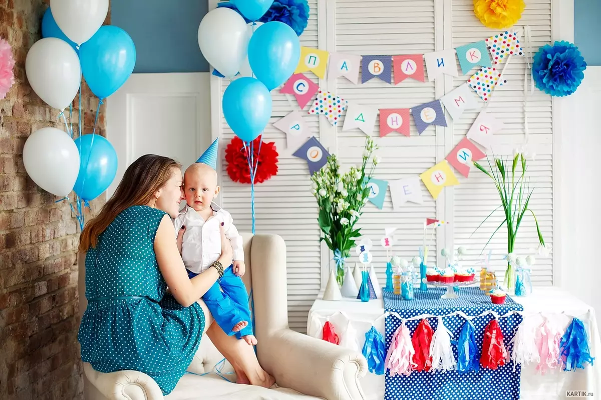Decoración de aniversario para o neno: como decorar a sala con bolas para un neno de 2 a 3 anos de idade, 4-5, 6-7 e 8-10 anos? 24617_25