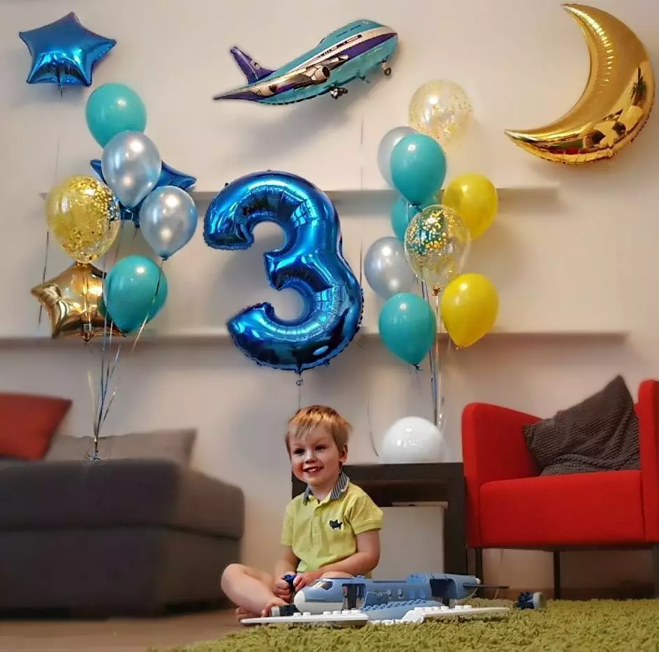 Decoración de aniversario para o neno: como decorar a sala con bolas para un neno de 2 a 3 anos de idade, 4-5, 6-7 e 8-10 anos? 24617_28