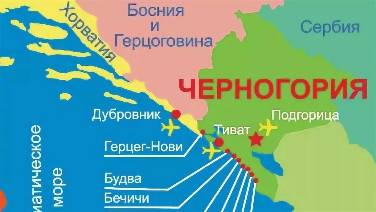Черногория на карте
