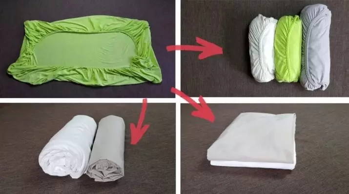 Kompakt katlanmış yatak çarşafları nasıl yapılır? Dolaptaki seti, uygun yönteme ve yastık kılıfına, paketleme ve diğer yollara göre nasıl en aza indirilir? 24734_12