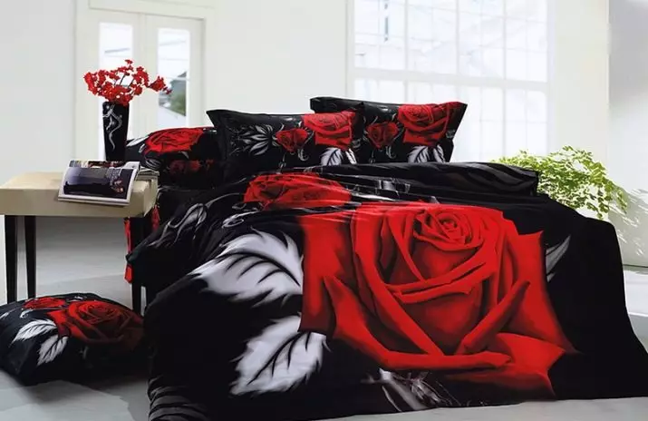 Liño de cama negra (36 fotos): negros de negro con rosas vermellas, con branco e ouro, con leóns e con jeroglifos, con outras estampas 24745_17
