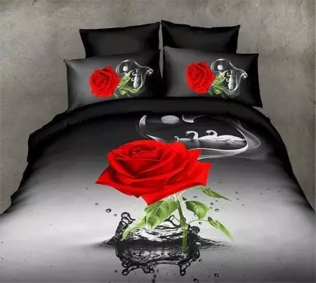 Liño de cama negra (36 fotos): negros de negro con rosas vermellas, con branco e ouro, con leóns e con jeroglifos, con outras estampas 24745_21