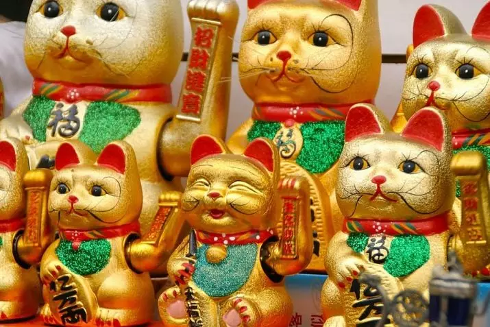 Maleki-Nego: Die waarde van die kat is baie geluk, Japannese kat beeldjies met verhoogde regter en linker poot. Hoekom is 'n kitty wat sy poot waai? Waar om 'n figuur te plaas? 24827_19