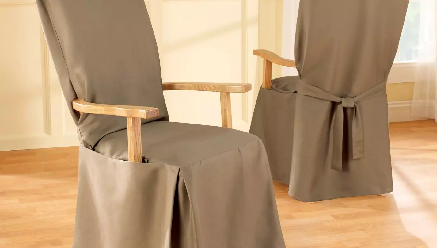 Deksler til stoler på kjøkkenet (64 bilder): Utvalg av capes for kjøkken stoler med rygg og deksler for runde seter 24837_21