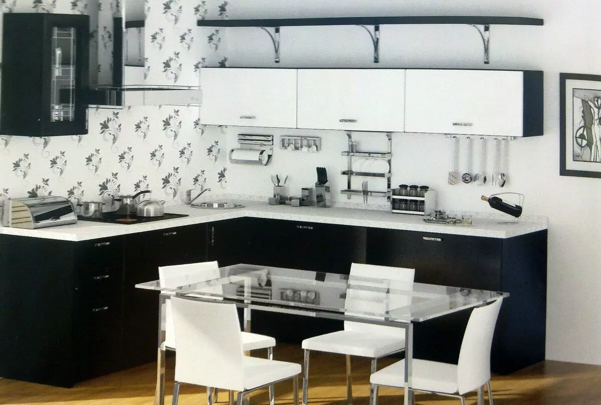 Valkoiset keittiötuolit (37 valokuvaa): kirkkaita puisia keittiötuoleja sisustuksessa, moderni mustavalkoiset mallit takana ja muut tuolit 24838_15