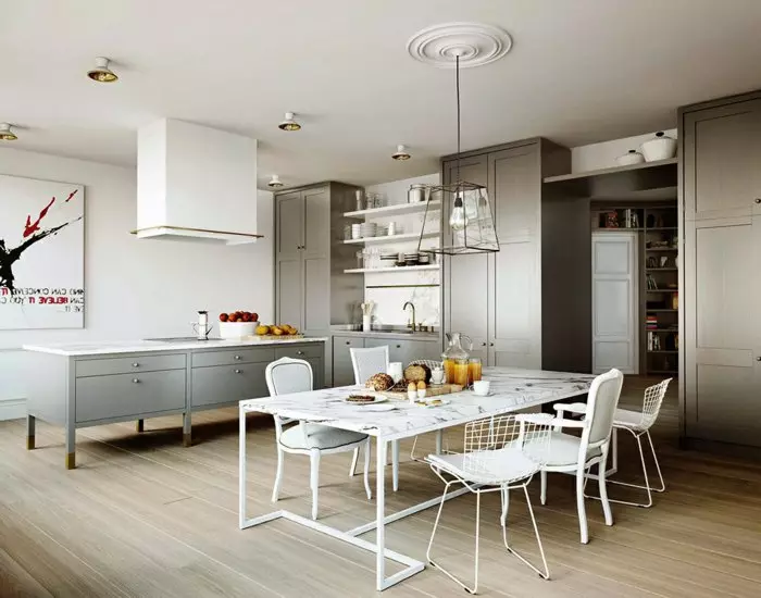 Baltās virtuves krēsli (37 fotogrāfijas): spilgti koka virtuves krēsli interjerā, moderns melnbaltu dizains ar muguru un citiem krēsliem 24838_28