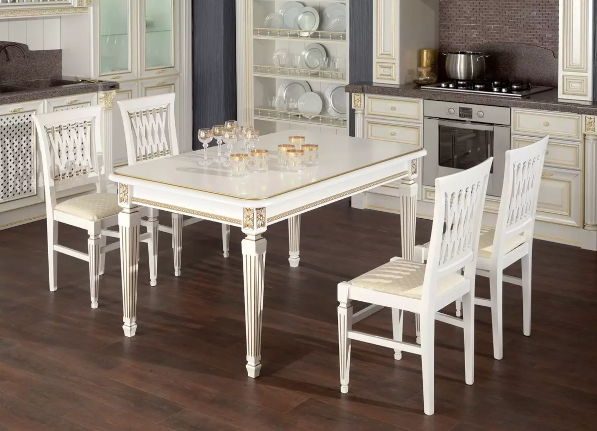 Ghế bếp trắng (37 ảnh): Ghế bếp bằng gỗ sáng trong nội thất, thiết kế hiện đại của các mẫu đen và trắng với lưng và các ghế khác 24838_8