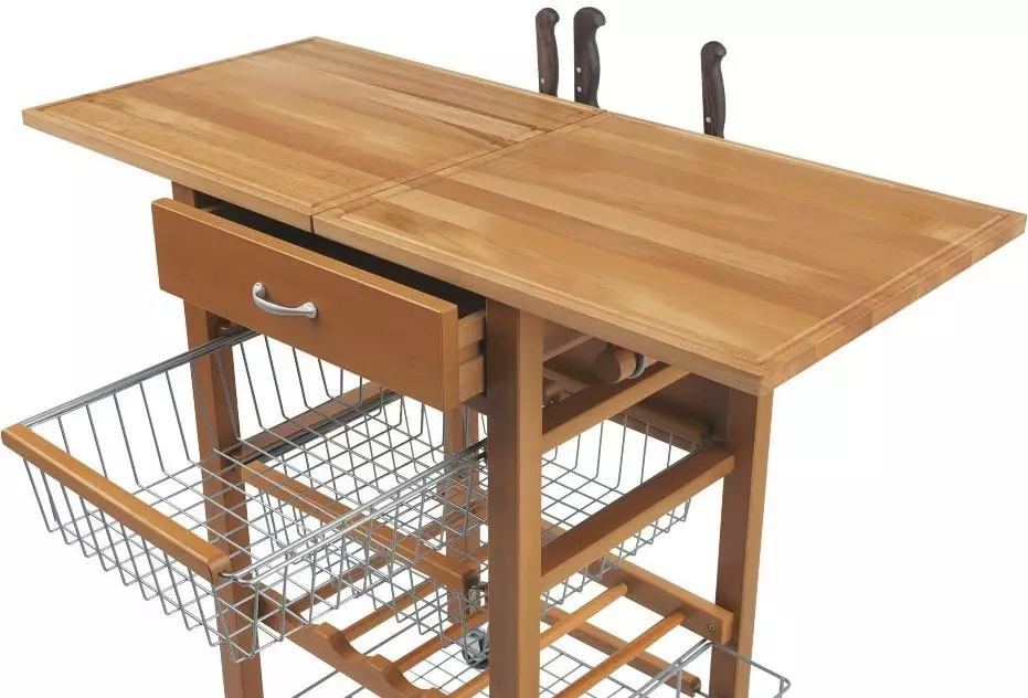 Kuhinjski radnici stolovi (49 fotografija): stolovi za sječenje za kuhinje za kuhinje iz naslova, proizvodnja profesionalni stolovi s policama i drugim opcijama 24846_38