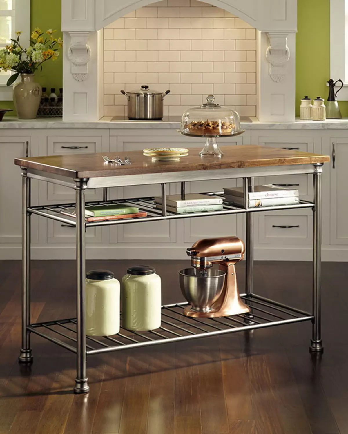 Kuhinjski radnici stolovi (49 fotografija): stolovi za sječenje za kuhinje za kuhinje iz naslova, proizvodnja profesionalni stolovi s policama i drugim opcijama 24846_9