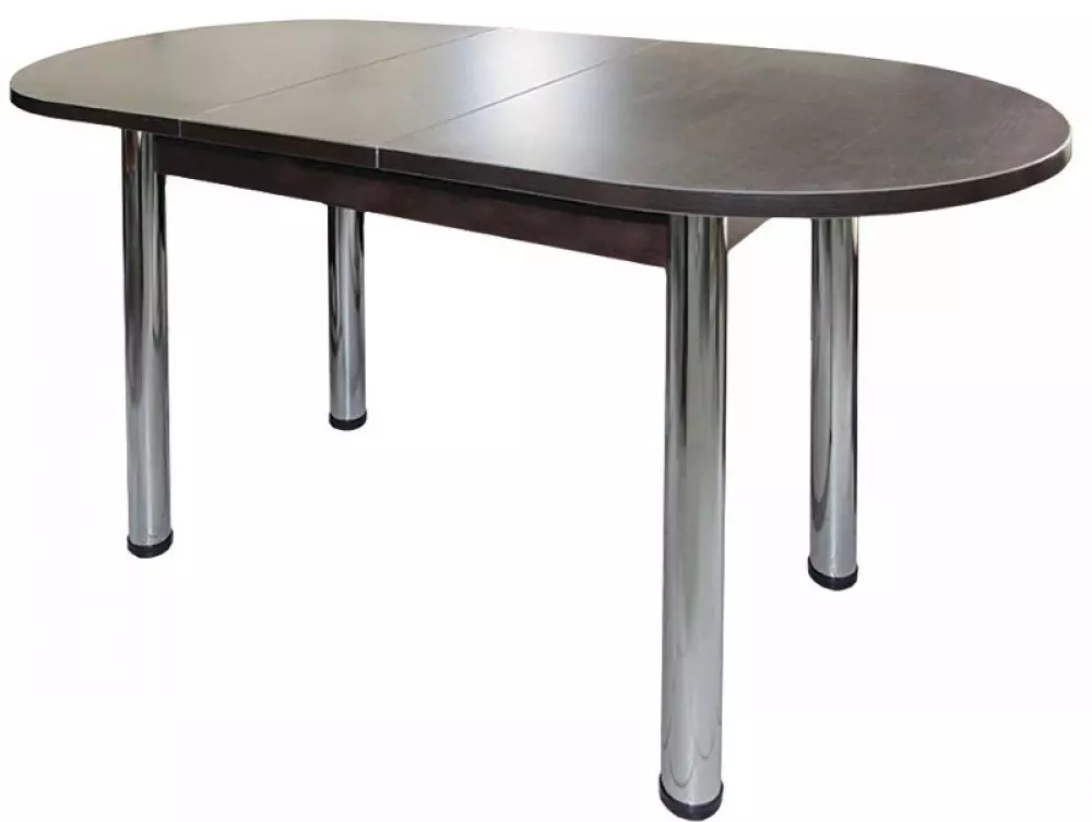 Кухонные столы от производителя недорого. Кухонный стол 110х70 Лион-ПМ. Стол раздвиж. Овальный 1180(1480)*690мм, ПФ-130 сахара (опоры брифинг хром). Стол обеденный со-1.