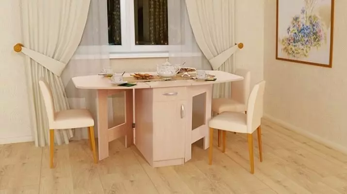 Masalar-mutfak standları (50 fotoğraf): Çekmeceli ve raflı mutfak modelleri. Küçük bir oda için lavabonun altındaki bir masa nasıl alınır? Yemekler için masa 800x600x850 mm ve diğer modeller 24852_13