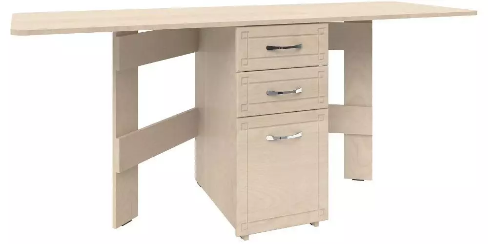 Tables-Stands for Kitchen (50 foto): Model dapur dengan laci dan rak. Bagaimana cara mengambil meja di bawah wastafel untuk sebuah ruangan kecil? Tabel untuk hidangan 800x600x850 mm dan model lainnya 24852_22