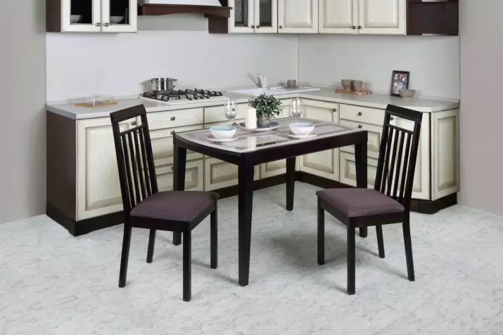 주방 테이블의 크기 (28 장의 사진) : 바닥에서 부엌에서 식사 테이블의 표준 높이, 모델 표준 60x60, 60x80cm 및 기타 치수 24855_12