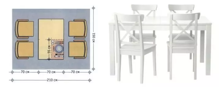 Grootte van kombuis tafels (28 foto's): Standaard hoogte van die eettafel in die kombuis vanaf die vloer, modelstandaarde 60x60, 60x80 cm en ander afmetings 24855_21