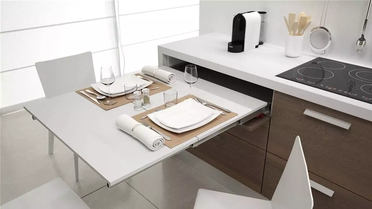 Rozmiar stołów kuchennych (28 zdjęć): Standardowa wysokość stołu w kuchni z podłogi, standardy modelu 60x60, 60x80 cm i inne wymiary 24855_27