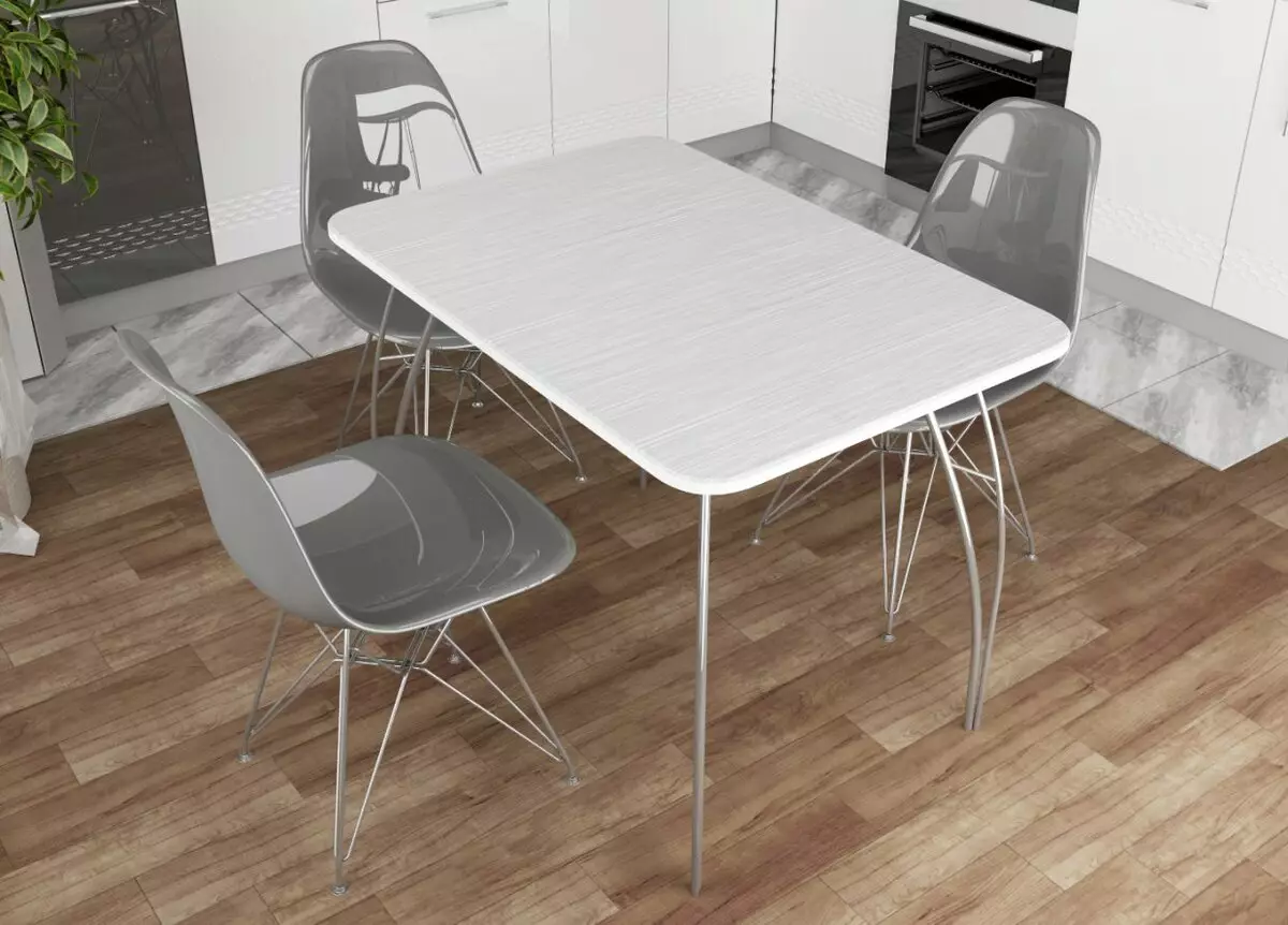 Кухонні столи на металевих ніжках (31 фото): хромовані моделі на кухню, столи на металлокаркасе з нержавіючої сталі і інші варіанти 24858_31