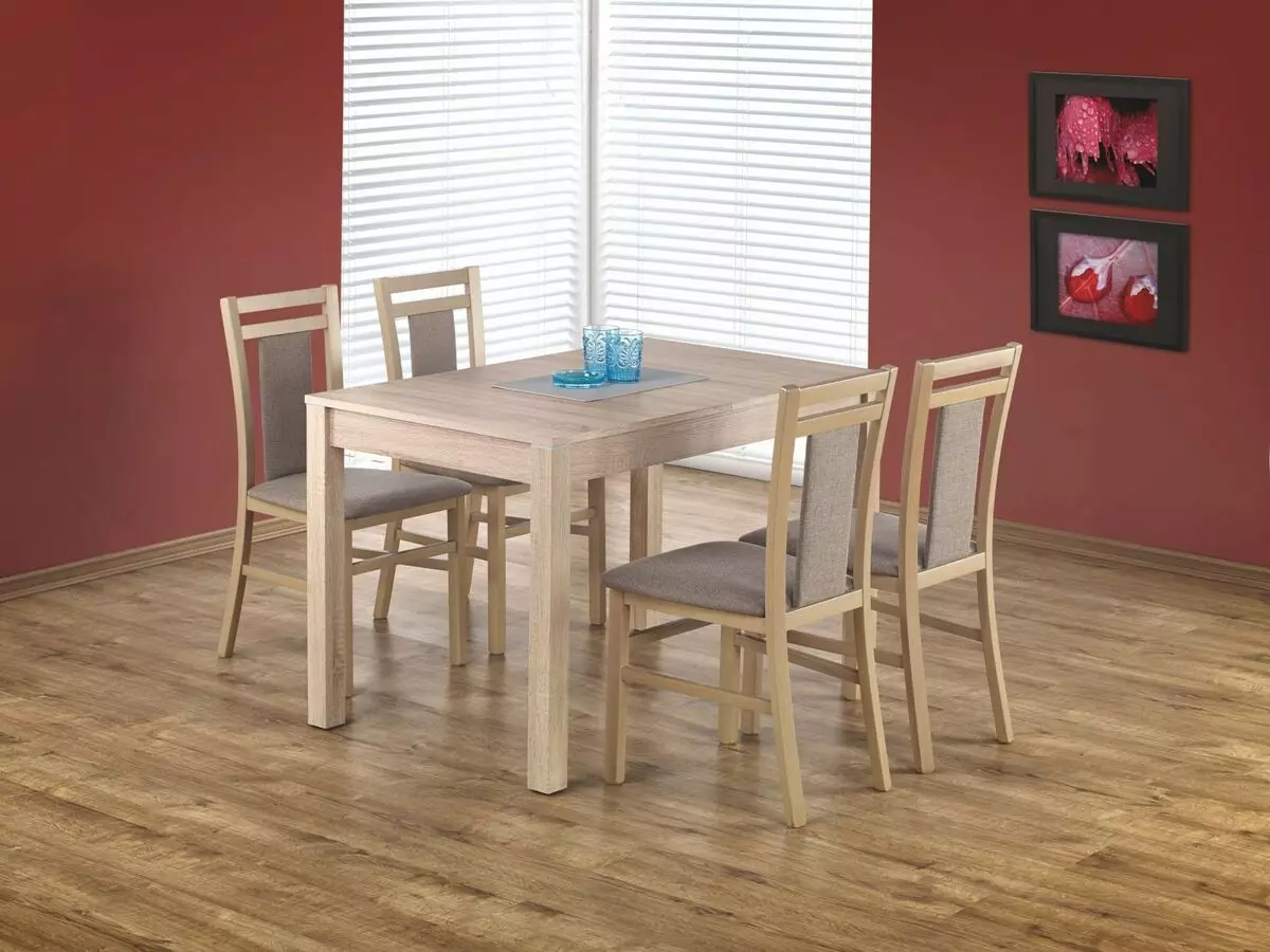 Söögigrupp köögiks libiseva tabeliga (51 fotot): puidu ja köögilaudade trafode kokkuklapitavad toolid, klaasist mööbel ja muud valikud 24861_22