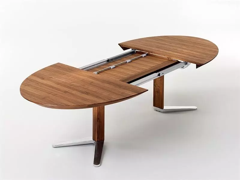 나무와 주방 테이블 변압기, 유리 가구 및 기타 옵션에서 접히는 의자 : 테이블 (51 개 사진) 슬라이딩 주방을위한 그룹 식사 24861_23