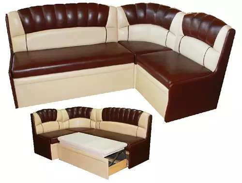 Kích thước của ghế sofa nhà bếp (21 ảnh): sofa mét trong bếp, chiều dài mô hình 100-110 và 120-130, 140-150 cm và các mô hình khác. Độ sâu, chiều rộng và chiều cao của ghế sofa 24874_20