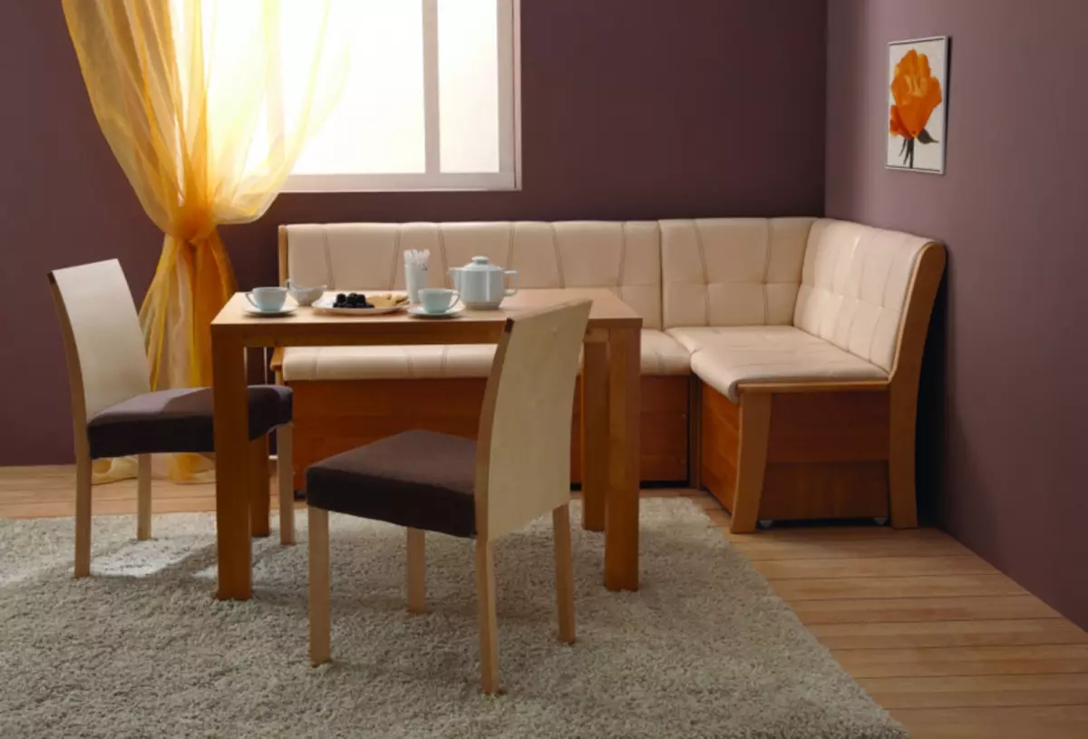 キッチン（63写真）の小さなソファ：寝ている場所や小さなキッチンコンパクトスライディングモデル、その他のオプションのない短いミニスリーブ 24877_15