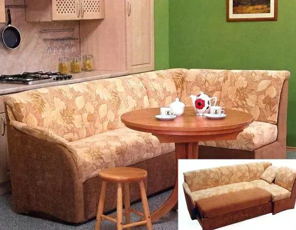Sukaldeko sofa txikiak (63 argazki): mini-mahuka motzak lo egin gabe eta sukalde txikiak trinkoa ereduak, beste aukera batzuk 24877_41