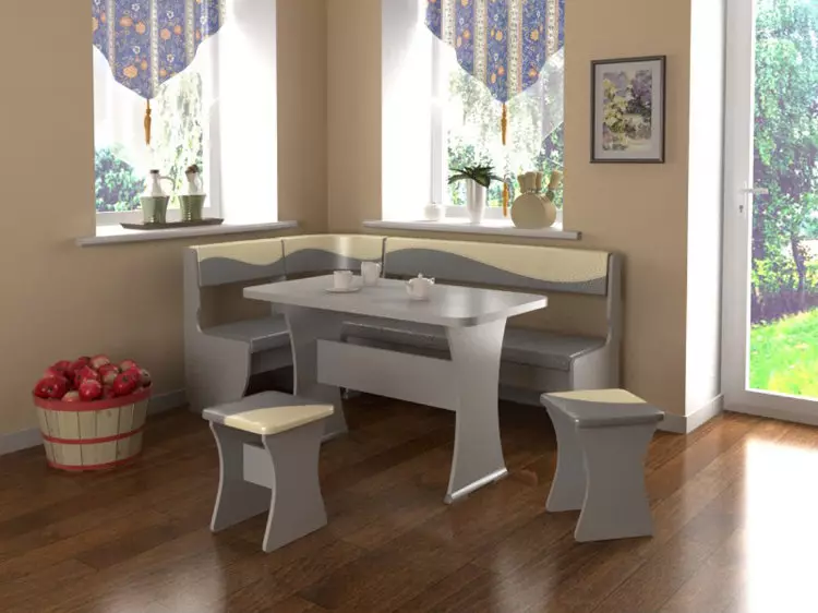گوشه های آشپزخانه نرم (55 عکس): طراحی مبلمان برای آشپزخانه کوچک و بزرگ، اندازه گوشه ها با میز و صندلی 24886_25