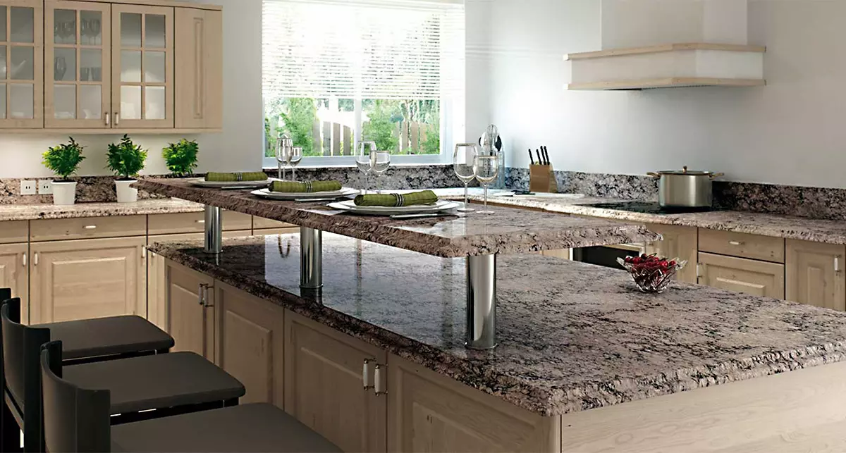 Quartz Table Top for Kitchen (28 Foto): Model dapur yang indah dari aglomerat, kajian semula pengeluar 24902_24