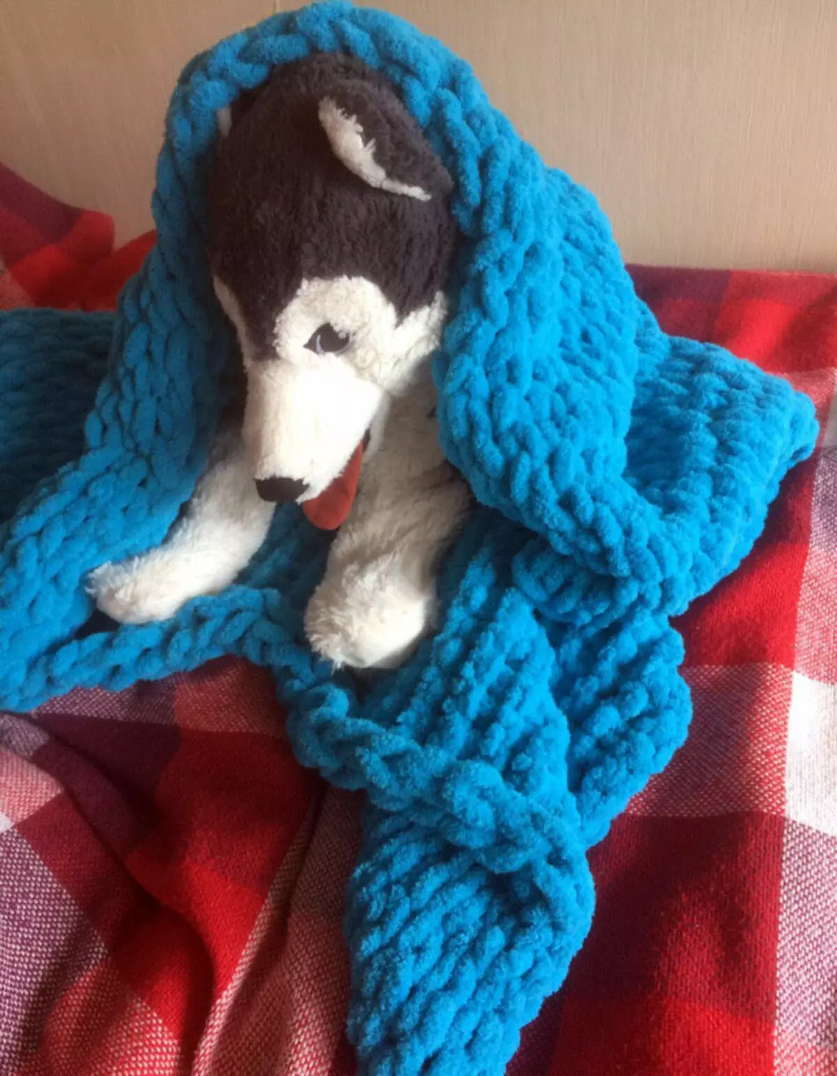 Blancedi Plush (50 o luniau): Llyddion gwau meddal o edafedd moethus ar y gwely. Sut i olchi? Gwyn, llwyd a phlaid arall gyda phatrymau a hebddynt 24916_28