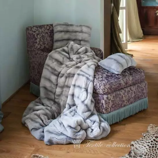 Fur dekens: Plaids van kunsmatige en natuurlike pels met 'n lang paal op die bed, Marianna en ander, dubbelzijdig dekens 24928_6