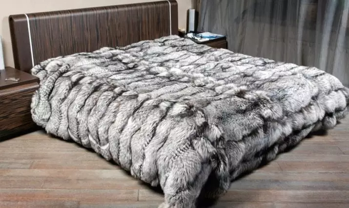 Fur dekens: Plaids van kunsmatige en natuurlike pels met 'n lang paal op die bed, Marianna en ander, dubbelzijdig dekens 24928_8