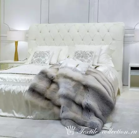 Fur dekens: Plaids van kunsmatige en natuurlike pels met 'n lang paal op die bed, Marianna en ander, dubbelzijdig dekens 24928_9