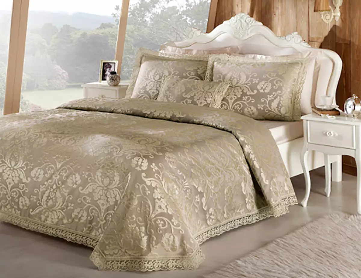 在一张双人床的床单（48张）：美丽的毛毯，标准尺寸设计，类型，缎等床罩与褶边和无 24930_19