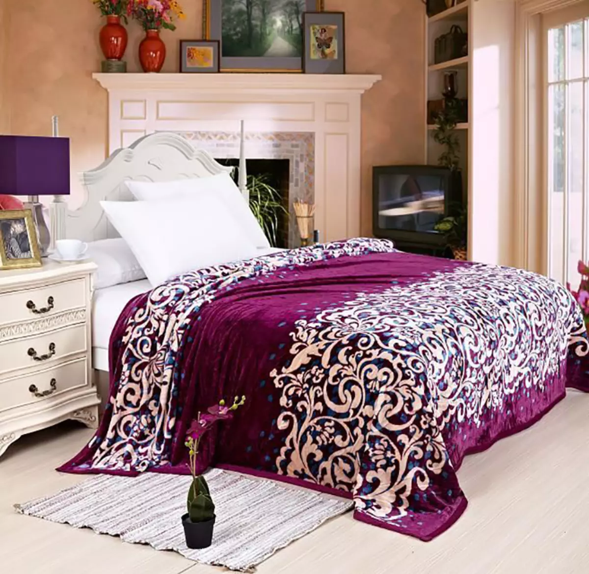 Bedspames pe un pat dublu (48 poze): Pături frumoase, dimensiuni standard și design, tipuri, satin și alte paturi cu garnituri și fără 24930_34