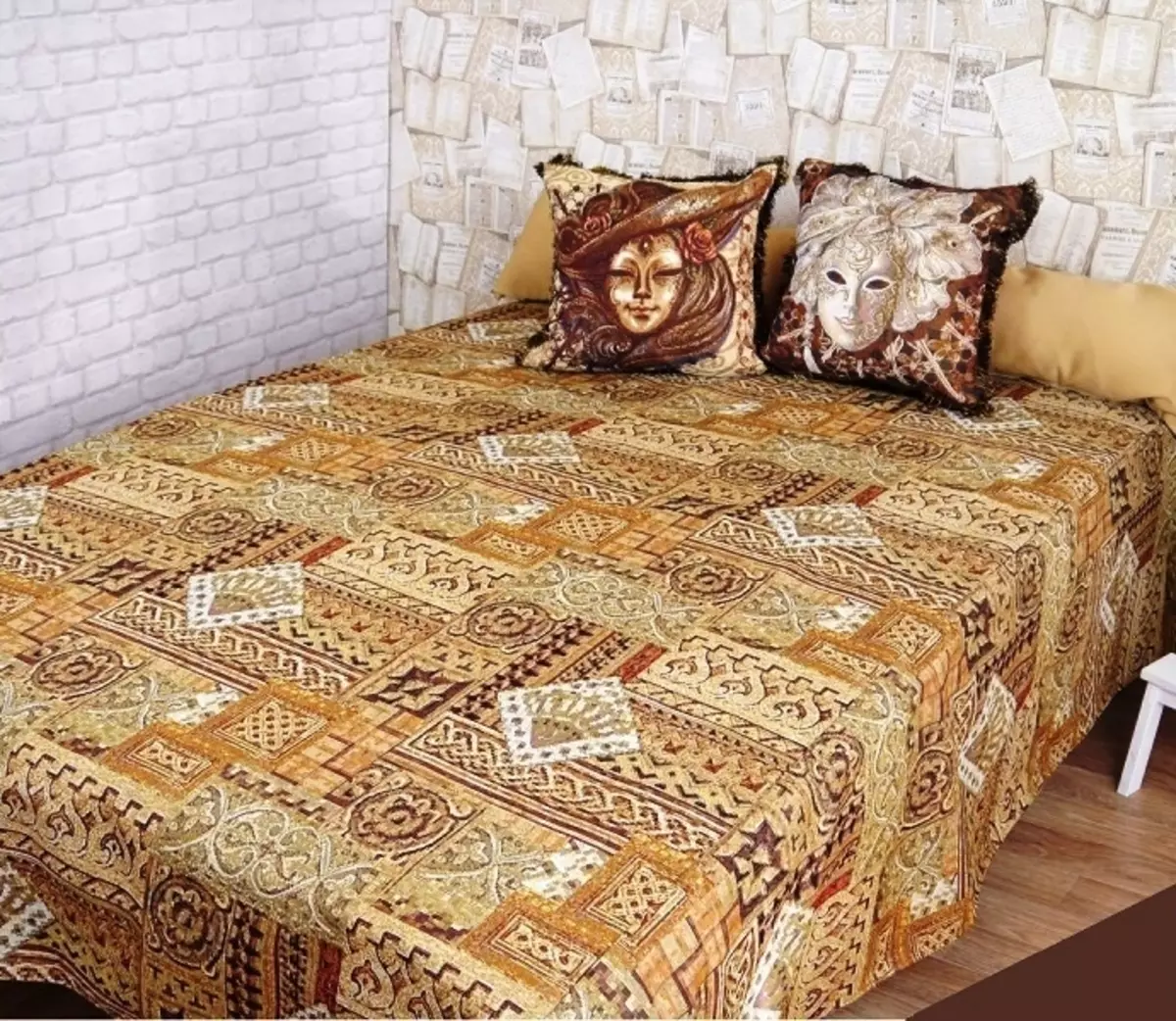 Bedspreads Tapestry (37 foto): Jacquard bedspreads në krevat 220x240 dhe madhësi të tjera, përbërjen e pëlhurës sipas GOST, monophonic dhe të tjera bedspreads 24933_34